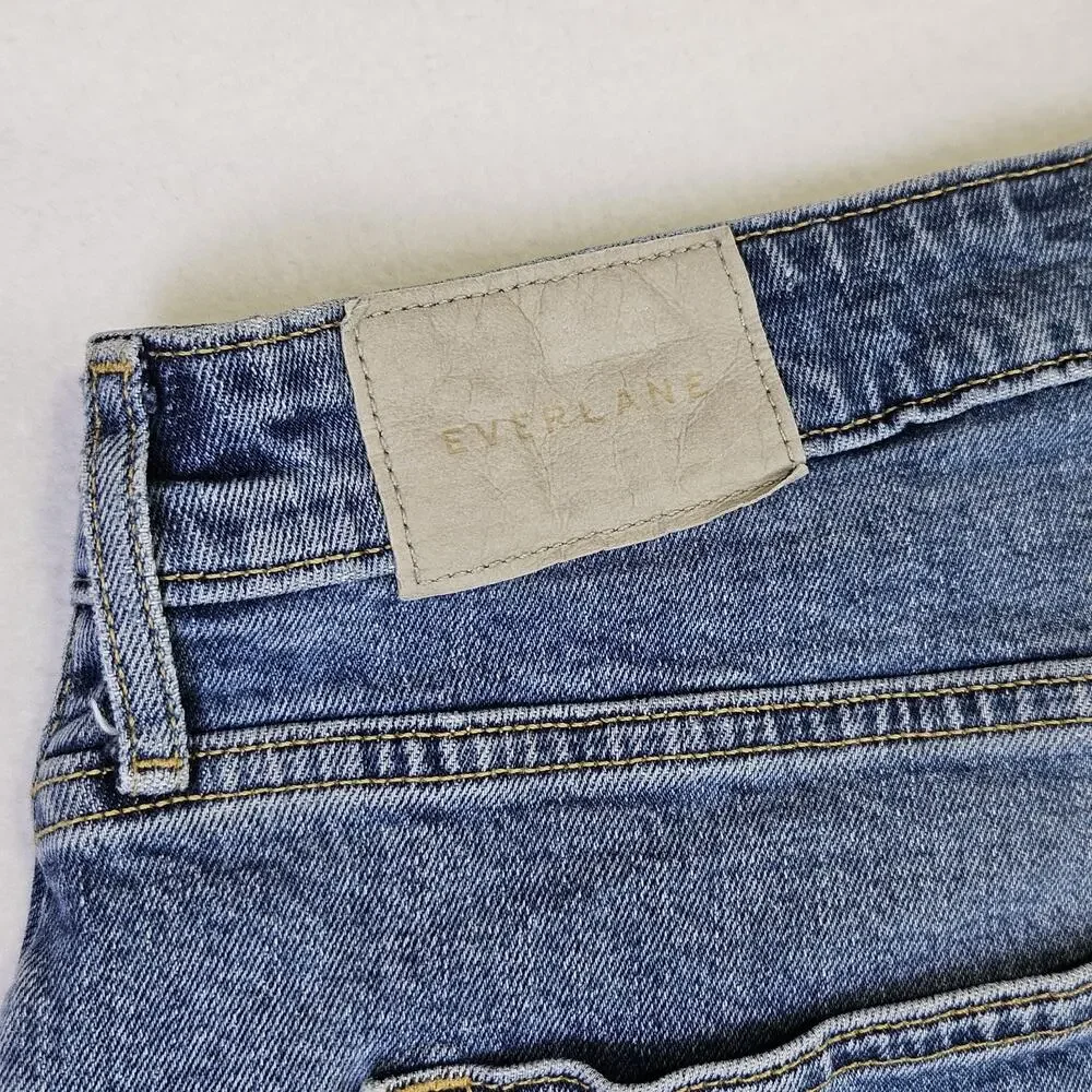 Everlane Curvy Cheeky Jeans Womens 33R 34x28 Organic Cotton Blue Rigid Denim 16